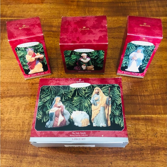 Hallmark Keepsake The Holy Family Blessed Nativity Ornaments & 3 Wise Men Boxes - Picture 1 of 9